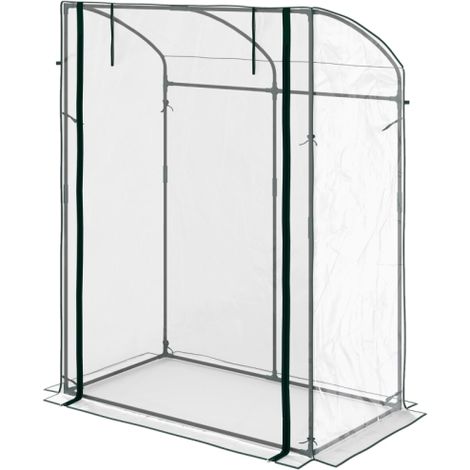 Serre transparente 128 x 70 x 170 cm avec porte et toit incurvé, résistante à l'hiver, en acier avec film plastique – 1 pièce, installation sur site (1/5)