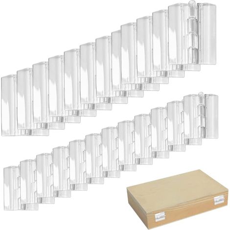 24 Pcs Charniere Pliable Acrylique Charniere Plastique Transparent Charnière Piano Charnière Boite à Bijoux Charniere Coffret Bijoux Charnière Plastique Invisible pour Boîte Bijoux Maquillage (1/5)