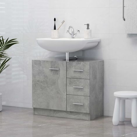 Chic Meuble sous vasque simple,Meuble bas Rangement de salle de bain,Armoire d'évier de salle de bain Gris béton 63x30x54 cm Aggloméré -56118 (1/5)