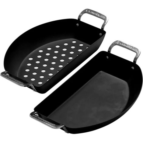 Accesorio barbacoa Kamado Joe half moon pan set acero carbono 2 piezas (1/4)