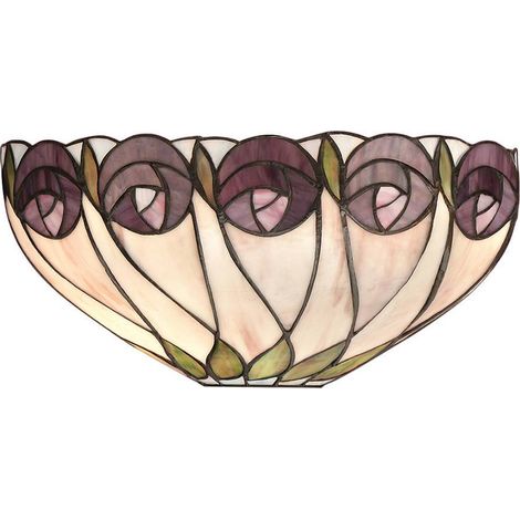 Interiors Hutchinson - Applique murale intérieure à 1 ampoule bronze foncé avec verre Tiffany, E14 (1/4)