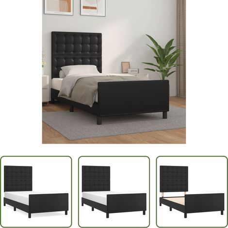 Kopfteil - Bettgestell mit Kopfteil Schwarz 90x200 cm Kunstleder (1/5)