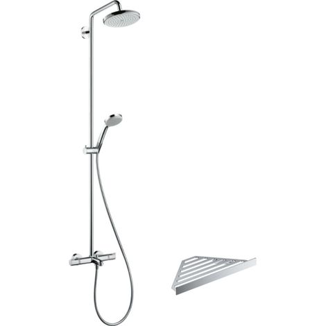 HANSGROHE Croma 220 columna termostática para ducha de baño cromada + estante AddStoris
