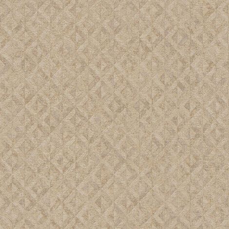 Papier peint graphique beige et or pour couloir Tapisserie géométrique à motifs de losanges Papier peint intissé idéal pour salon (1/4)