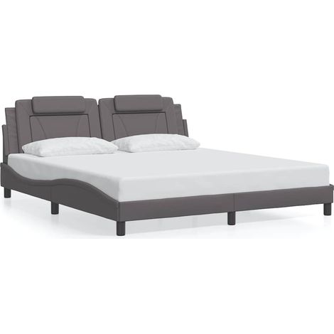 Maison Exclusive - Cadre de lit Viana sans matelas gris 180x200 cm similicuir (1/5)