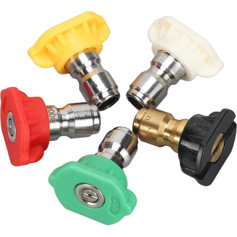 Set mit 5 Hochdruckreinigungsdüsen, Mehrwinkel-Sprühdüsen, 1/4-Zoll-Schnellkupplung, komplettes Set für HP-Reiniger. (1/5)