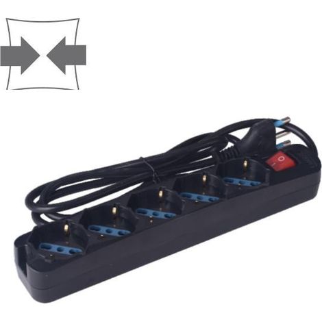 Multipresa Nera 5 Uscite Universali ( Ecova Cod. 30172N )