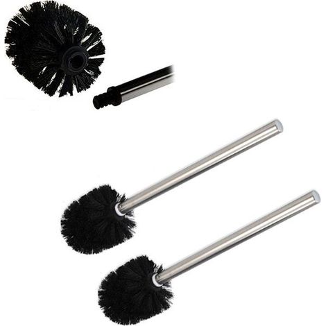 Brosse WC en acier inoxydable - Lot de 2 - Manche ergonomique - Nettoyage efficace de la salle de bain et des toilettes (1/5)