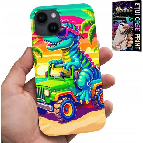 Custodia per iPhone 15 - Motivo dinosauro su camion per bambini (1/5)