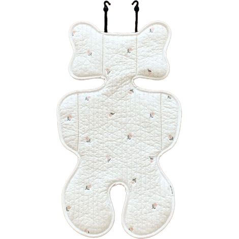 Coussin de siège poussette bébé doux en coton pur respirant, soutien tête cou corps nouveau-né, style fin tulipe (1/5)