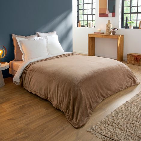 Couverture Polaire Extra Douce Coloris Taupe - 240/260 - DODO (1/4)