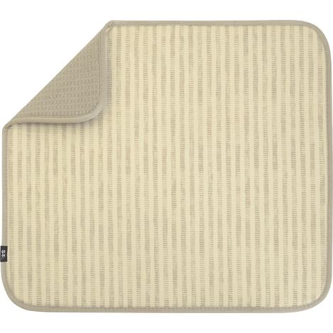 Tapis d'égouttage pour plan de travail cuisine en microfibre très absorbant vaisselle, ustensiles, casseroles et poêles, taille L, 40,6 x 45,7 cm, rayures vieillies crème - 45.7 40.6 cm'Distressed Lin (1/5)
