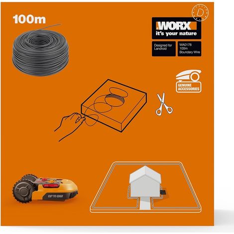 WORX WA0178 Filo perimetrale, lunghezza 100 mt. per Robot rasaerba Landroid,colore nero (1/4)