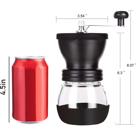 Moulin à café manuel – Céramique – 2 bocaux en verre – Pour espresso, cafetière à piston et café filtre (1/3)