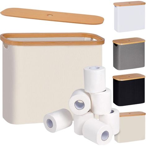 Panier de rangement pour papier toilette avec couvercle (beige) (1/5)