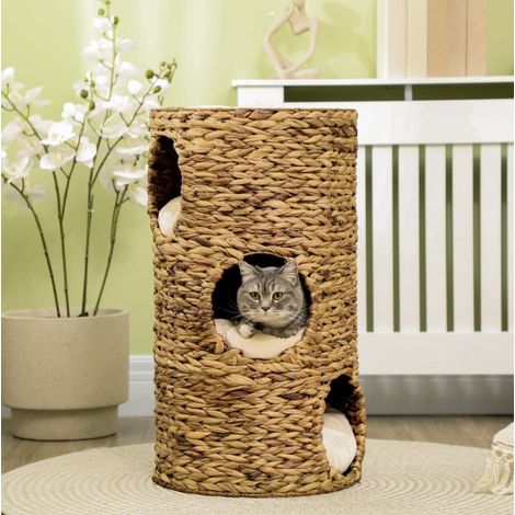 Cama Gato 40 X 73 Cm Jacinto Agua Trenzado, 3 Nichos Cojines Extraíbles (1/5)