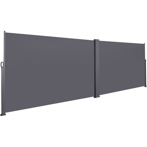 Store latéral extensible pour balcon, jardin et terrasse, protection solaire et intime, 200 x 600 cm, gris (1/5)