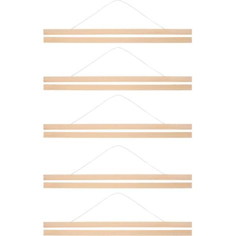 Lot de 5 barres de suspension en bois pour tableaux et affiches, cadres et parchemins à monter soi-même (1/5)
