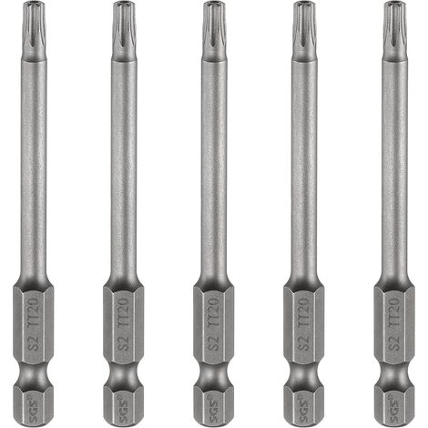 5Pcs Embout Tournevis Torx TT20 1/4" Hex Tige Longueur 3" (75mm) (1/5)
