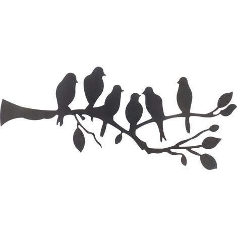Ornamento da parete con ramo di albero con uccellini per la decorazione di interni ed esterni, stile naturale e moderno