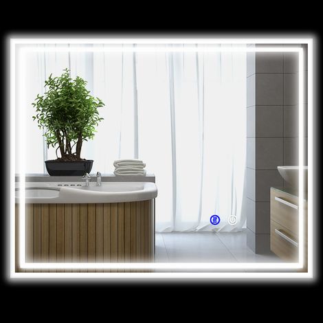 Espejo de baño LED con luces, espejo de maquillaje iluminado, espejo de tocador con 3 colores, táctil inteligente, antivaho. (1/5)