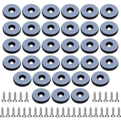 Paquete de 32 ruedas de suelo de 22 mm con fijación mediante tornillos de teflón, con 32 tornillos de acero inoxidable para sillas y muebles. (1/5)