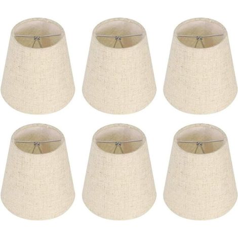 Promotion, Ensemble de 6 Petits Abat-Jour, Abat-Jour Baril en Toile de Jute Clip sur Ampoule pour Lampe de Table et lampadaire, Abat-Jour de Lustre Nordique Beige 3,5 x 5,5 x 5,2 Pouces,AAFGVC (1/4)