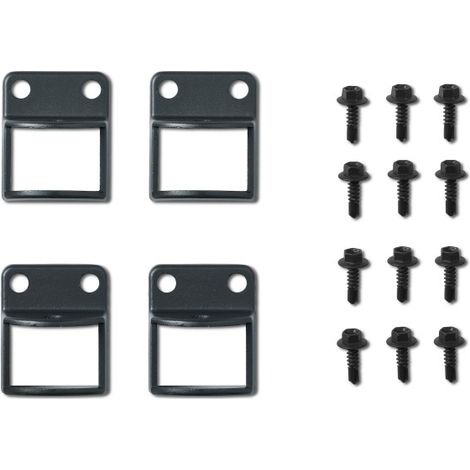 Easycloture – Lot de 4 fixations aluminium pour clôture – Style ferronnerie gris – Fournies avec 12 vis – Accessoire pour poteau (1/2)