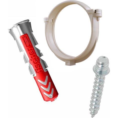 Ensemble de 1 collier tube de descente Ø100 Sable + 1 Vis 7x40mm + 1 Cheville Duopower 8x40mm - Arcanaute