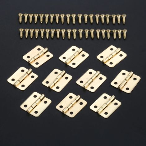 (Or) 10 jeux de charnières avec filetage, finition argent/bronze antique/or, 4 trous, 18 x 16 mm, pour décoration, armoire, boîte en bois, bijoux, coffret cadeau vintage (1/5)
