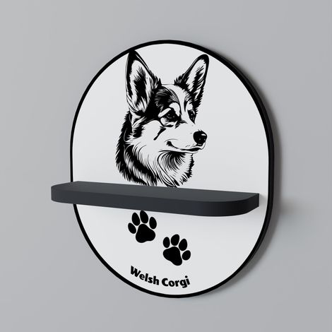 WELSH CORGI PEMBROKE Estante ovalado negro (1/5)