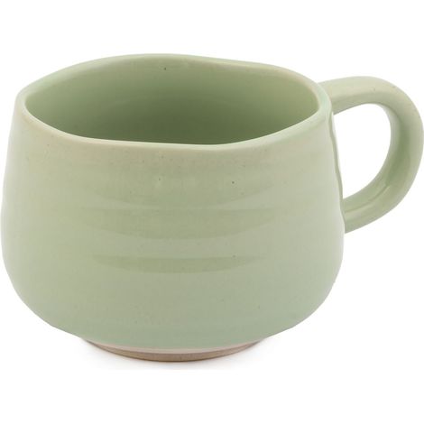 Jamie Oliver Big Love Green Cozy Cuppa, Becher de Kaffee de gres gesprenkelt, ideal für jeden Anlass, Spülmaschine, Mikrowelle, 375 ml, 13 x 10 x 7 cm
