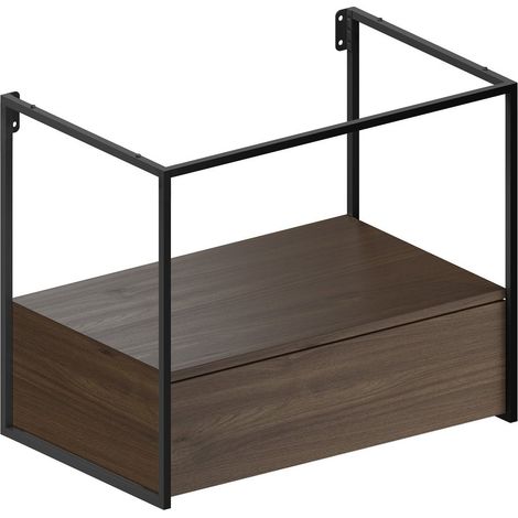 NUBES/NORM structure de lavabo 80x50cm, noir mat/noyer (1/4)