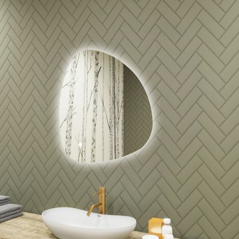 Artforma Miroir de salle de bain avec éclairage, 74x74, Interrupteur tactile, LED Dual, Miroir Irrégulier (1/5)