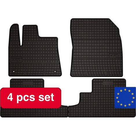 Tapis de sol pour voiture, construction en caoutchouc, ajustement spécifique au véhicule, noir (1/5)