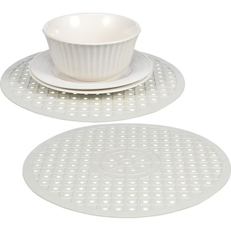 CCYKXA Lot de 2 Tapis d'Égouttage en Caoutchouc pour Évier Cuisine Protection sous-Évier Ronde 2 Pièces Couleur  Antidérapant et Résistant pour Vaisselle et Verres