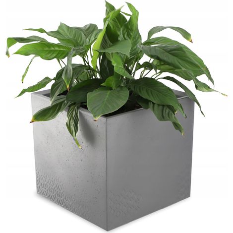 KADAX Pflanzkübel aus Kunststoff, quadratischer Blumentopf, Anthrazit, 39 cm (1/5)
