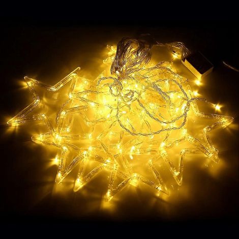 Guirlande LED étoile lumineuse pour sapin, mariage, fête, décoration fenêtre avec prise UE, blanc chaud, 10 pièces (1/4)