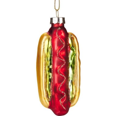 BRUBAKER Hot Dog - Boule de Noël en verre peinte à la main - Figures de décoration amusantes - 10 cm (1/4)