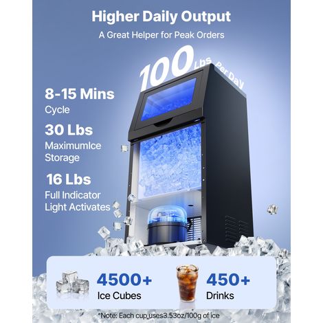 Machine à Glaçons Commerciale, Fabrique de Glaçons Rendement Élevé 45 kg/24 h avec Stockage de 14 kg, pour Bar Café Restaurant Débi… (1/5)