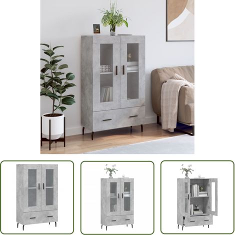 Buffet haut gris béton 69,5x31x115 cm bois d'ingénierie vidaXL (1/5)