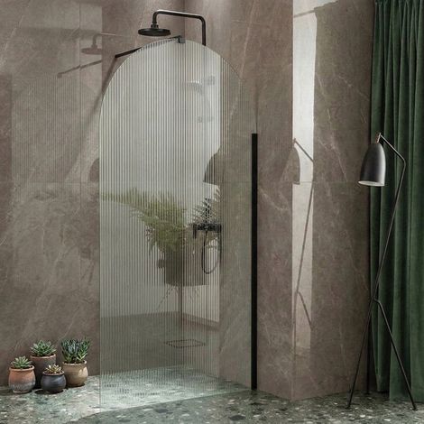 Paroi de douche italienne flûtée - 100 x 195 cm - Noir - SIENA (1/5)