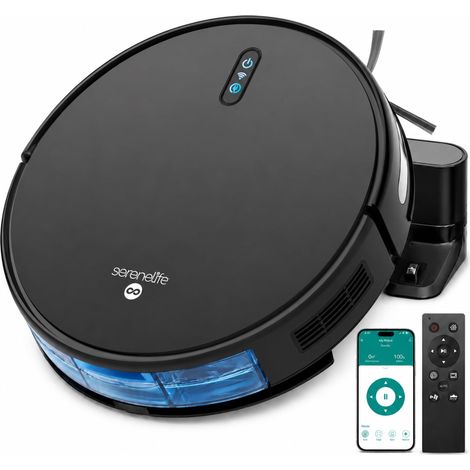 Robot Aspirateur Laveur – Aspiration Extrême 3000Pa, Recharge Auto, Anti-Chute, App Contrôle,pour Poils d’Animaux, Sols Durs et Moquettes, Aspiration et Lavage, 4 Modes de Nettoyage, Noir (1/5)