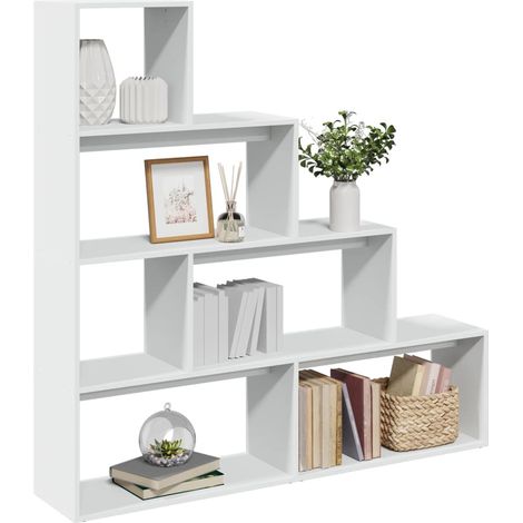vidaXL Room Divider Bookcase 4-Tier White 143,5x29x143,5 cm Engineered Wood