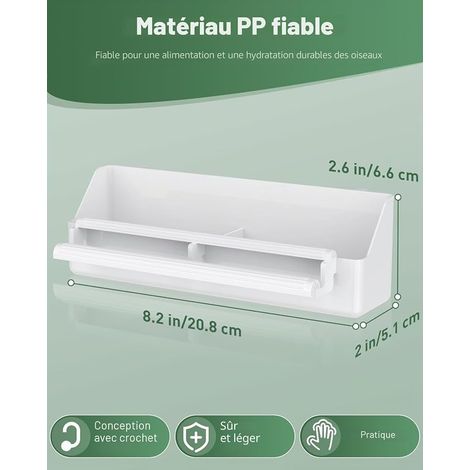 Mangeoires pour Cage Suspendues en Plastique avec Crochets, Distributeur d'eau pour Oiseaux avec Perchoirs, Abreuvoir et Bol à Nourriture pour Perruche Calopsitte Canari (1/2)