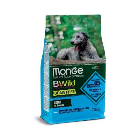 MONGE CIBO SECCO CANE CROCCANTINI GRAIN FREE CON ANATRA E PATATE 2.5 KG