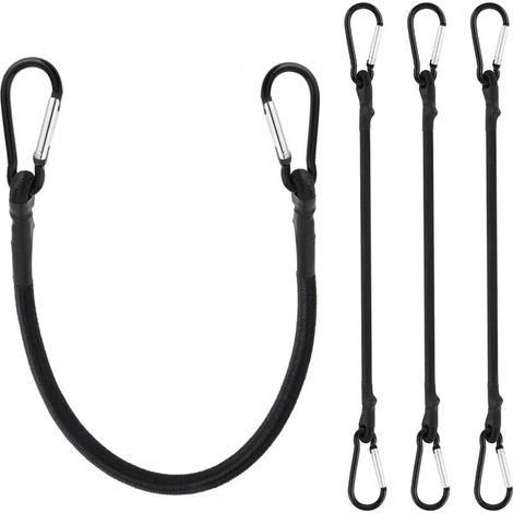 Bardusch-Bande élastique noire avec mousqueton et crochets, tendeur en caoutchouc adapté au camping et transport (1/5)