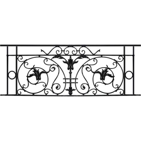 Deco Fer Forge – Garde corps en fonte 1450x480mm – Style haussmannien – Prêt à sceller pour fenêtres entre 1330 et 1390mm de large