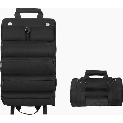 Sac à outils enroulable, plusieurs compartiments, polyester imperméable résistant, 49,5 x 33 cm, pour électricien, menuisier et bric (1/5)