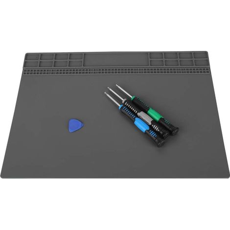 Tapis soudure silicone – 350x250mm – gris – isolation thermique – magnétique – résistant 500°C – maintenance électronique